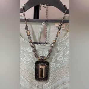 Statement Pendant Necklace mixed silver and gold finishes